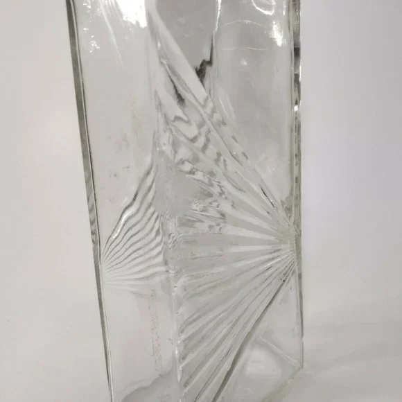 Vintage Rectangle Cut Glass Decanter Liquor Wine Corked Top Anchor Hocking - Picture 5 of 7